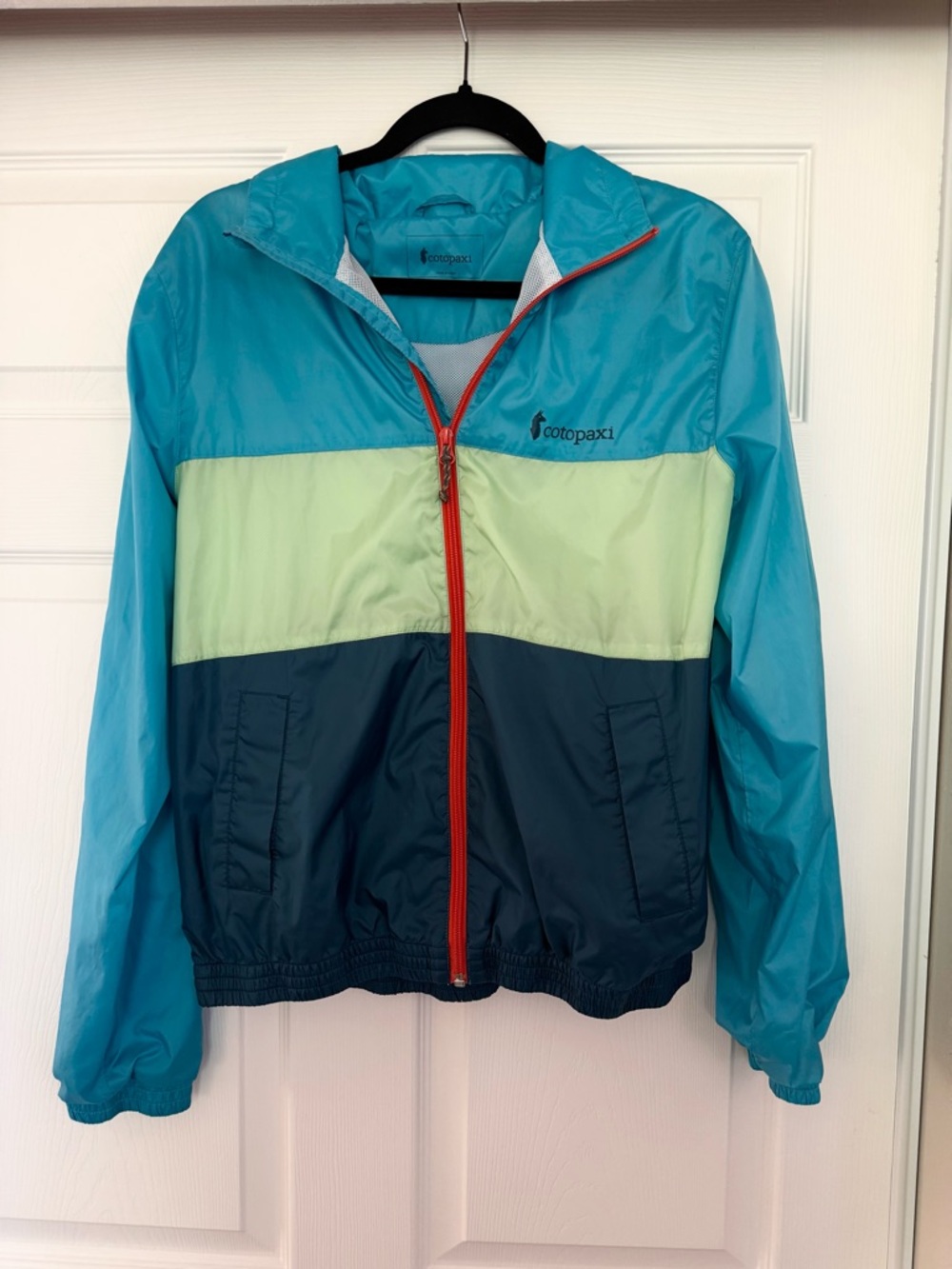 cotopaxi Bright Teal Shell Jacket with Black Trim